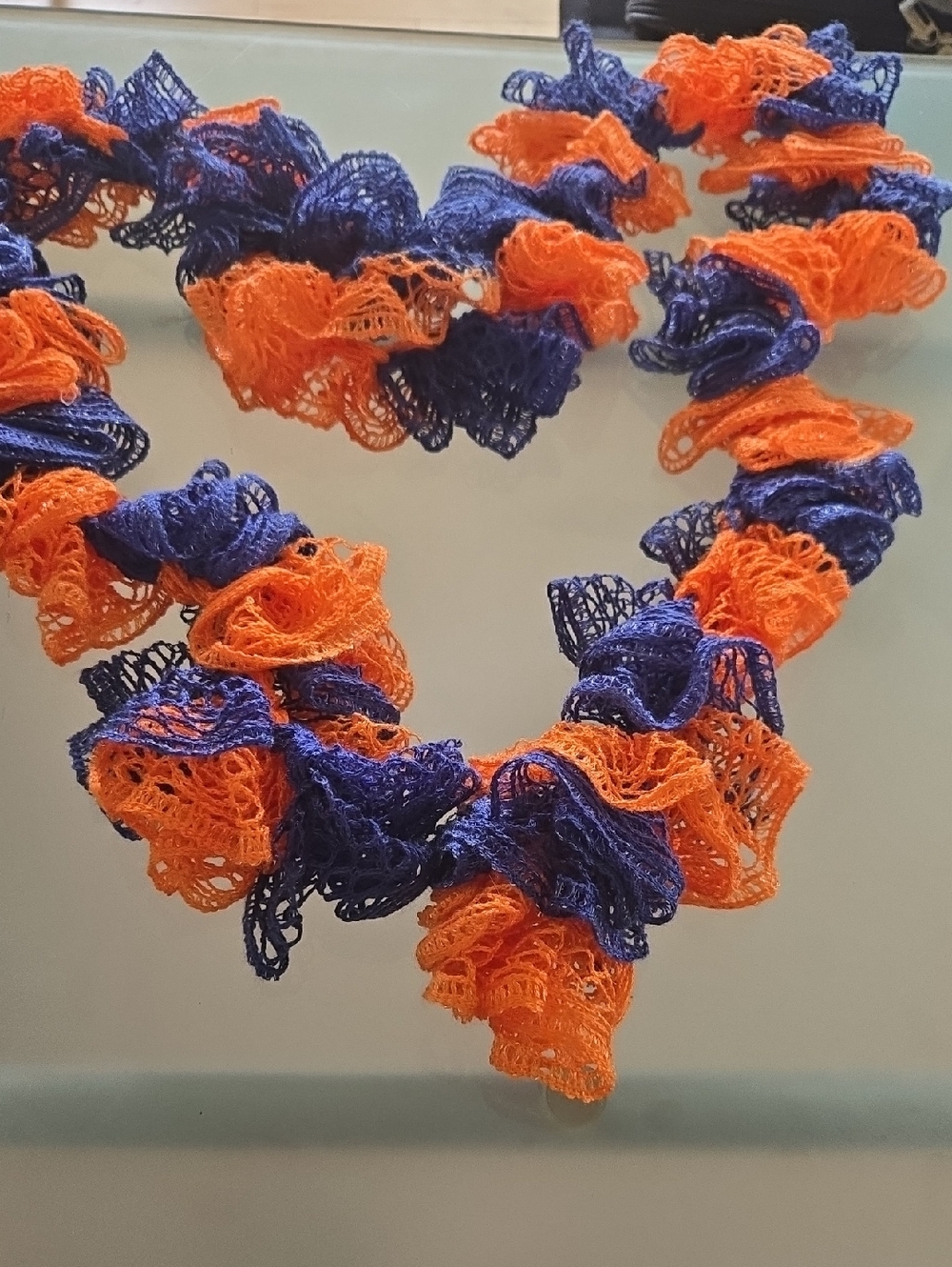 Source Unknown Blue and Orange Ruffle Scarf